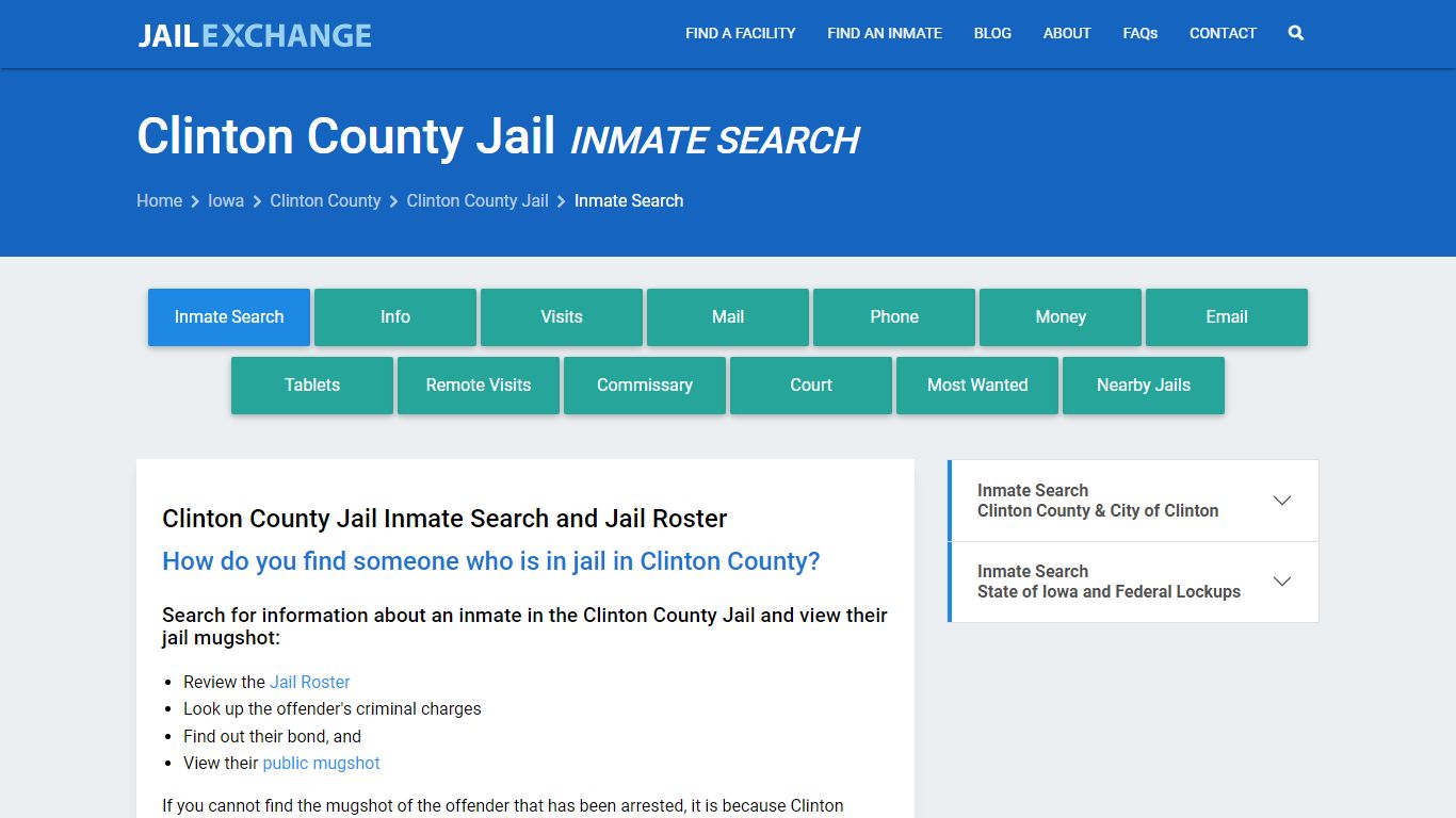 Inmate Search: Roster & Mugshots - Clinton County Jail, IA